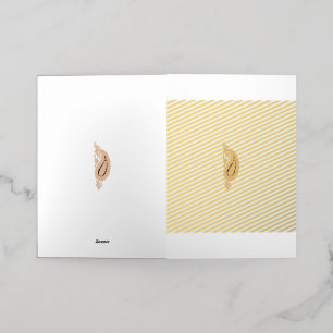 Carte De Vacances Métallisée dessin d'une fleur avec des feuilles