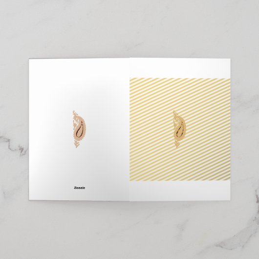 Carte De Vacances Métallisée dessin d'une fleur avec des feuilles (Mise à l'extérieur)