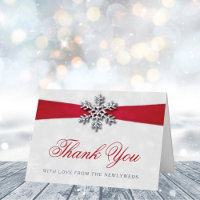 Diamante Flocon de neige et Ruban rouge Mariage d'
