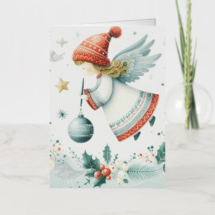 Carte De Vacances Métallisée Élégance scandinave ange de Noël spirituel