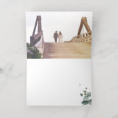 Carte De Vacances Métallisée Elégant Eucalyptus Photo Merci Or (Couchage intérieur)