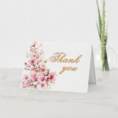 Carte De Vacances Métallisée Elégant floral or huile d'anniversaire Merci fête  (Recto)