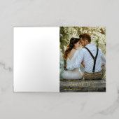 Carte De Vacances Métallisée Elégant Mariage photo simple Merci Or (Mise à l'extérieur)
