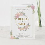 Carte De Vacances Métallisée Elegant Peony Lily Mariage Rose (Recto)