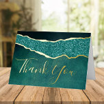 Carte De Vacances Métallisée Elégant Turquoise Agate Mariage Merci réel<br><div class="desc">Dites merci dans le style avec ces élégantes et très tendance photo mariage véritable feuille pressée cartes de remerciement. Le design est facile à personnaliser avec votre propre photo et votre propre libellé et votre famille et vos amis seront ravis quand ils recevront ces fabuleux remerciements. Les éléments correspondants se...</div>