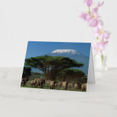 Carte De Vacances Métallisée Elphants du mont Kilimanjaro (Orchidée)