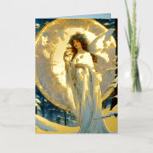 Carte De Vacances Métallisée fée d'hiver -artisanal (Recto)