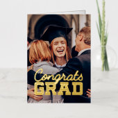 Carte De Vacances Métallisée Félicitations Grad Moderne Simple Graduation Photo (Recto)