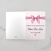 Carte De Vacances Métallisée Félicitations pour votre nouvelle petite fille (Mise à l'extérieur)