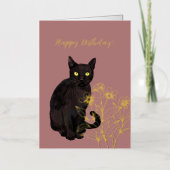 Carte De Vacances Métallisée félin noir (Recto)