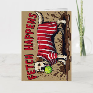 Carte De Vacances Métallisée Fetch Happy Poster humoristique boueux chien Labra