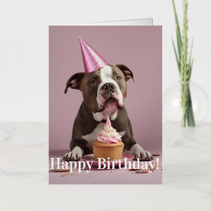 Carte De Vacances Métallisée Fête de l'anniversaire de Pit Bull