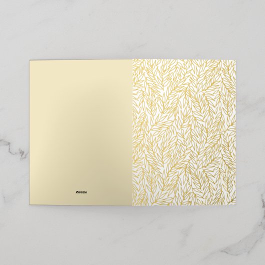 Carte De Vacances Métallisée Feuilles de brindilles. (Mise à l'extérieur)