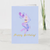 Carte De Vacances Métallisée Fille d'anniversaire bleu (Recto)