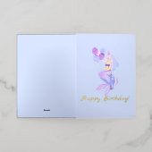 Carte De Vacances Métallisée Fille d'anniversaire bleu (Mise à l'extérieur)