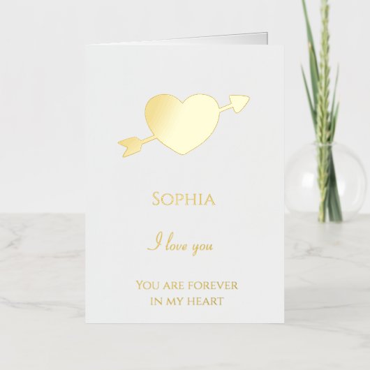 Carte De Vacances Métallisée Flèche de coeur romantique (Recto)