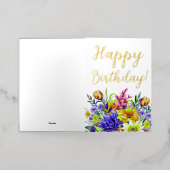 Carte De Vacances Métallisée Fleur d'anniversaire (Mise à l'extérieur)