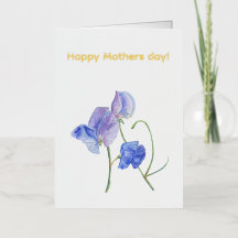 fleur de pois de senteur bleu aquarelle Bonne fête
