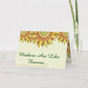 Carte De Vacances Métallisée Fleur de tournesol "Les mères sont comme des fleur
