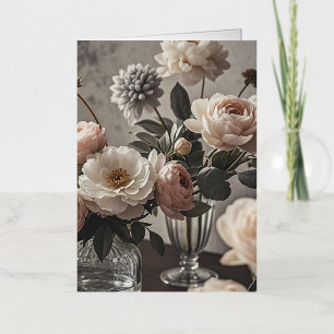 Carte De Vacances Métallisée Fleurs colorées Élégant floral inspiré de l'ancien