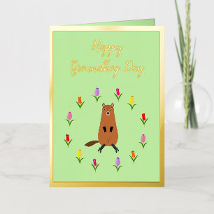 Carte De Vacances Métallisée Fleurs de marmotte et de tulipe sur mesure