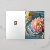 Carte De Vacances Métallisée Fleurs et perles élégantes (Mise à l'extérieur)