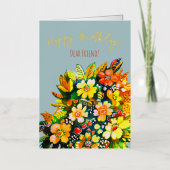 Carte De Vacances Métallisée Fleurs super et colorées (Recto)