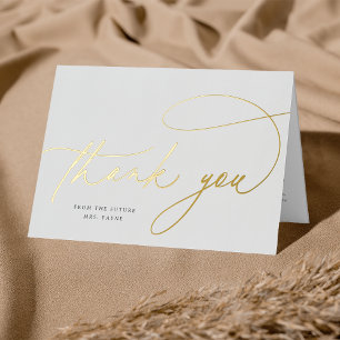 Carte De Vacances Métallisée Foil Script Simple élégant Merci personnalisé