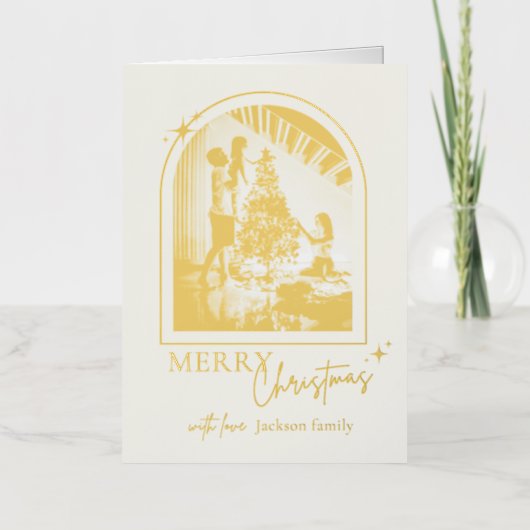Carte De Vacances Métallisée Folded Foil Christmas Greeting Card | Elegant Holi (Recto)