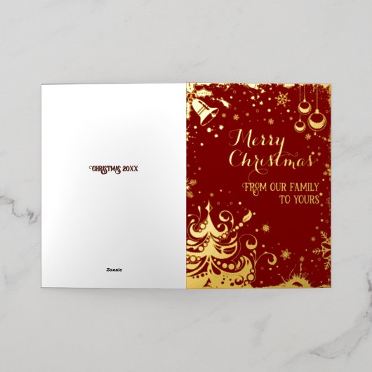 Carte De Vacances Métallisée From our family to yours Red (Mise à l'extérieur)