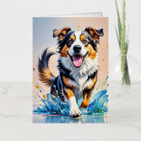 Géant coloré heureux jouant chien drôle, splash