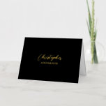 Carte De Vacances Métallisée Gold & Black Custom Text / Votre nom Papier à lett<br><div class="desc">Ce design de carte personnalisée est doté d'un véritable texte en feuille avec un arrière - plan noir. Vous pouvez personnaliser le texte et choisir l'estampille (or ou argent). Cette carte de voeux élégante peut être utilisée pour votre papeterie personnelle ou votre entreprise. D'autres designs sont disponibles dans ma boutique...</div>