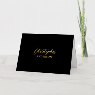 Carte De Vacances Métallisée Gold & Black Custom Text / Votre nom Papier à lett