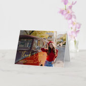 Carte De Vacances Métallisée Graduation 2024 Merci Photo Script Gold (Orchidée)