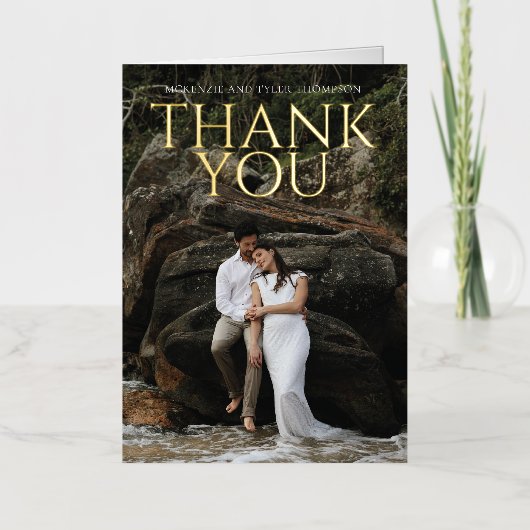 Carte De Vacances Métallisée Gras moderne grand texte plié (Recto)