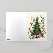 Carte De Vacances Métallisée Grinch classique | Arbre de Noël (Mise à l'extérieur)