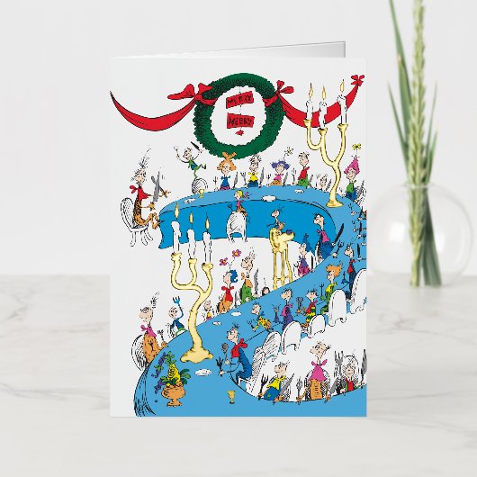 Carte De Vacances Métallisée Grinch classique | Joyeux Joyeux Fête (Recto)