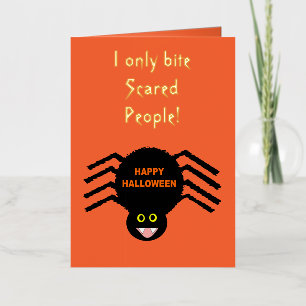 Carte De Vacances Métallisée Halloween Araignée Noire Personnalisée