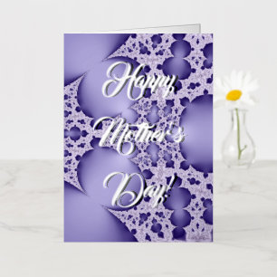 Carte De Vacances Métallisée Happy Mother’s Day , purple fractal