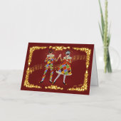 Carte De Vacances Métallisée Harlequins dansants (Recto)