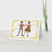 Carte De Vacances Métallisée Harlequins dansants (Blanc) (Recto)