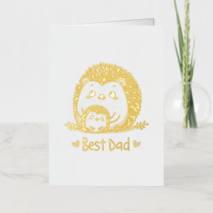 Carte De Vacances Métallisée Hérisson adorable avec design bébé célébrant papa
