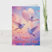 Carte De Vacances Métallisée Heureuse Sainte-Valentin (Recto)