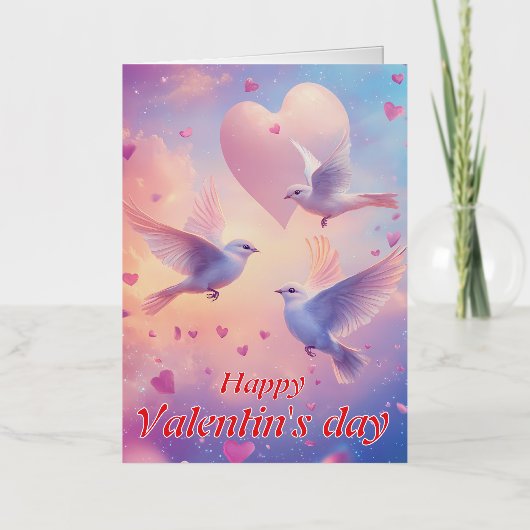 Carte De Vacances Métallisée Heureuse Sainte-Valentin (Recto)