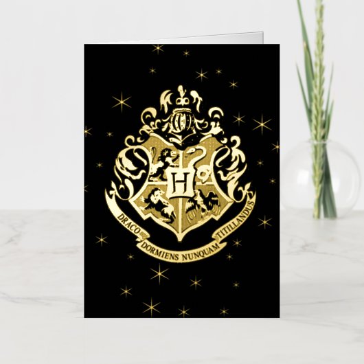 Carte De Vacances Métallisée HOGWARTS™ Crest doré (Recto)