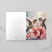 Carte De Vacances Métallisée Humming Birds with Flowers (Mise à l'extérieur)