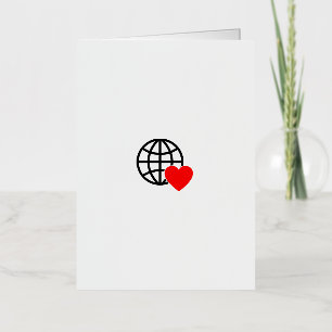 Carte De Vacances Métallisée Icône Globe Amour Mondial   Conception de cœur Ter