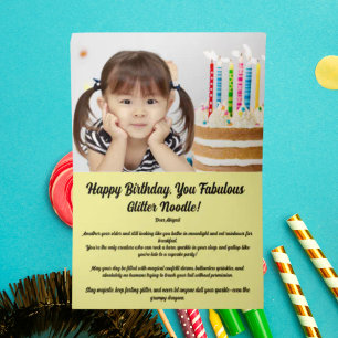 Carte De Vacances Métallisée Joli Anniversaire Enfant Licorne Florale Fantaisis