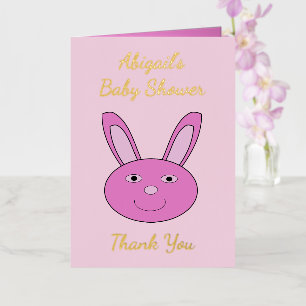 Carte De Vacances Métallisée Joli visage de lapin fille bébé rose Pâques printe