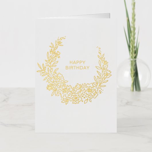 Carte De Vacances Métallisée Joyeuse couronne d'or d'anniversaire (Recto)